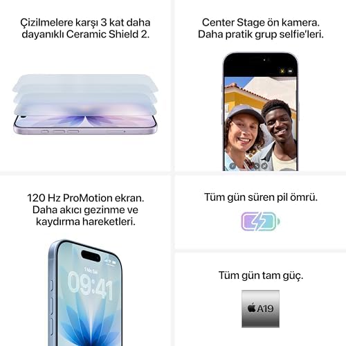 Apple iPhone 17 256 GB: ProMotion teknolojisine sahip 6.3 inç ekran, A19 Çip, Daha Pratik Grup Selfie’leri İçin Yeni Center Stage Ön Kamera, Çizilmelere Karşı Daha Dayanıklı; Siyah - Görsel 4
