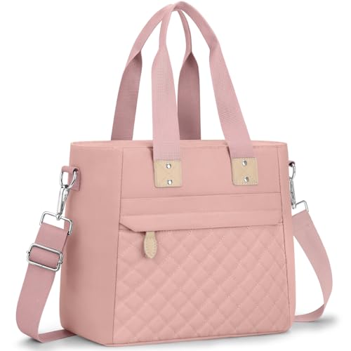 Insulated Lunch Box for Women & Men - Large Thermal Lunch Bag Women with Removable Shoulder Strap, Reusable Lunch Cooler Tote Bags Purse for Adults Work, Picnic, Hiking, Beach, Travel, Large,Pink