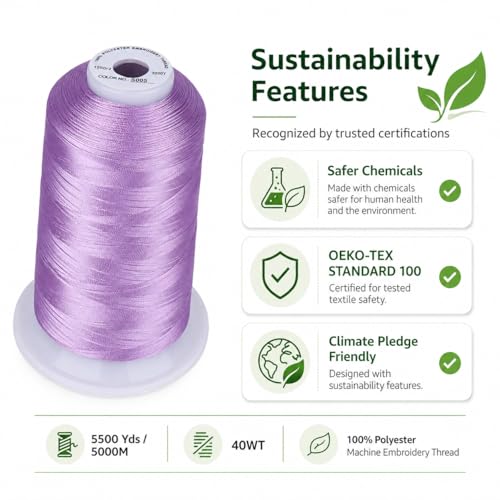 Image of Simthread 5000M 40WT Polyester Embroidery Thread, Orchid S095 | 5000M 40WT polyester thread feeds smoothly for machine embroidery, monograms, logos, patches and quilting.