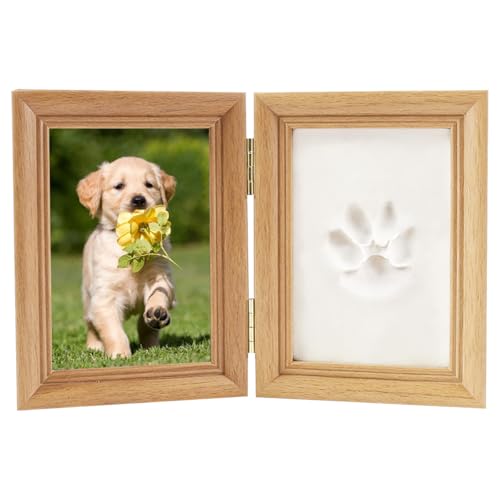 Zykra Empreinte Chien Chat, Kit Empreinte Chat, Ensemble D'empreintes de Pattes Chien et Chat, Cadre Photo 3D avec Photo et Empreintes de Pattes, DIY Souvenir...