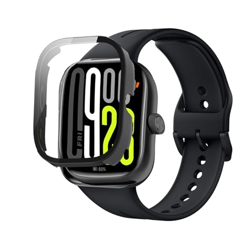 �V���I�~(Xiaomi) Redmi Watch 5 �p �P�[�X �ی�J�o�[ �K���X�t�B���� ��̌^ �h�� �h�o �t�B���� �ی�t�B�����yHUKWIMO�z 3D�S�ʕی� �w��h�~ HD�����ߗ� ���ɋ��� �C�A�[�� �ɔ� �������� ���˒ጸ (�u���b�N)