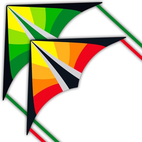Larilook Delta Kites for Kids and Adults, Easy to Fly Kite, beginner kites for kids ages 4-8,Kite Handle and Line Included, (Green+Orange)