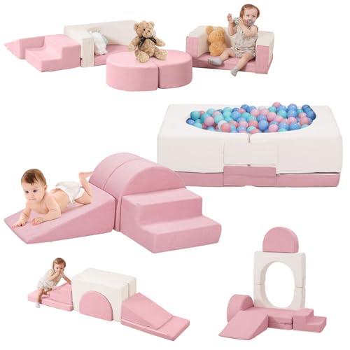 Image of HAHASOLE Foam Climbing Toys for Toddlers with Ball Pit, Convertible Soft Play Climb and Crawl Activity Playset, High-Density Foam Play Equipment for Boys & Girls Indoor(Excluding Balls)