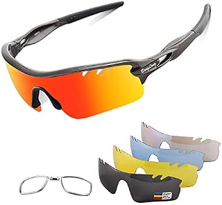 Polarized Sports Sunglasses Cycling Sun Glasses for Men Women with 5 Interchangeable Lenes