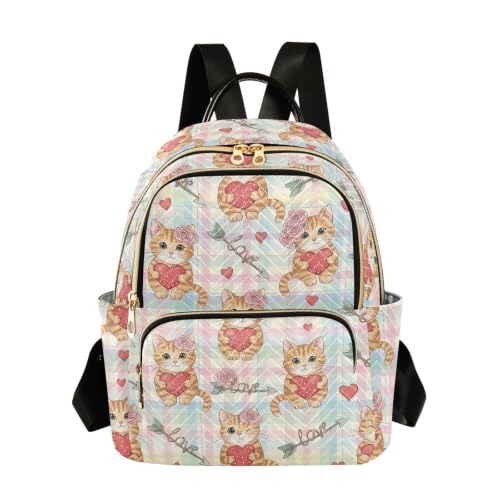 Sac à dos à carreaux pastel pour femme léger et anti-désordre