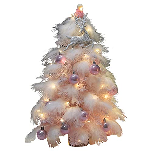 Árbol de Navidad artificial rosa de mesa Lodoot con elegante tela blanca 2
