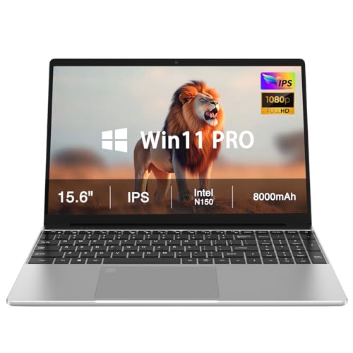 Kayoote Celeron N150 8+1TB Laptop Laptop de 15.6 Pulgadas Win 11 Pro para Estudiantes y Negocios, con reconocimiento de Huellas Dactilares, Pantalla FHD, Wi-Fi, BT, Escuela, 8000 mAh