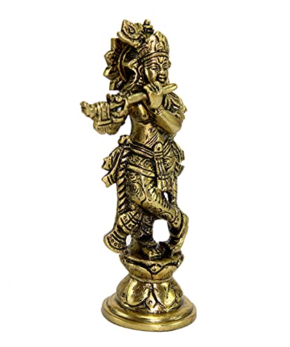 Image of eSplanade Brass Krishna Kishan Makhan Chor Thakurji Murti Idol Statue - 7 inches | Pooja Idols | Home Decor
