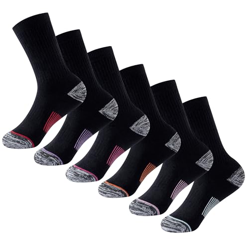 The Essentials Wardrobe 6PK Ladies Thermal/Outdoor Socks - UK 4-8/EU 37-41 - Black