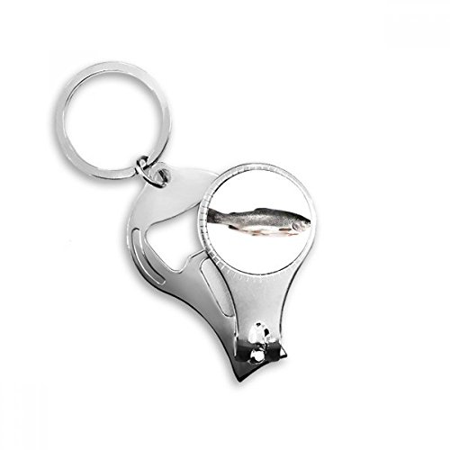 Porte-clés poisson frais gris avec coupe-ongles idéal pour le camping