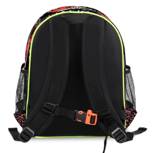 Personalized Toddler Kids Backpack, Custom Mini Backpacks for Preschool, Schoolbag for Boys Girls Black Fire Truck2