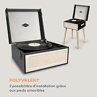 Auna Platine Vinyle Bluetooth, Tourne Disque Vinyle USB avec Haut parleur, Tourne-disques Audio Vinyle 33 tours, Chaine… – Image 3