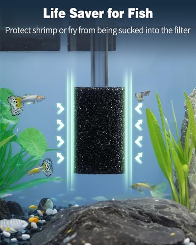 Image of Pawfly 6 Pack Pre-Filter Sponge, Aquarium Filter Sponge 0.8 inch Intake Sponge Foam Roll for Small Fish Shrimp Fry Fish Tank Covers Accessories