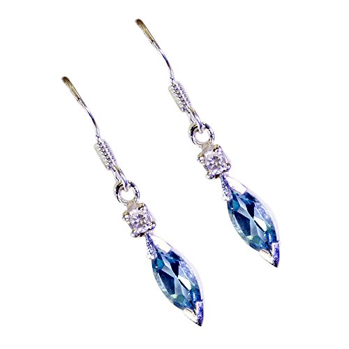 Boucles d'oreilles topaze bleue cadeau Décembre anniversaire en argent 925