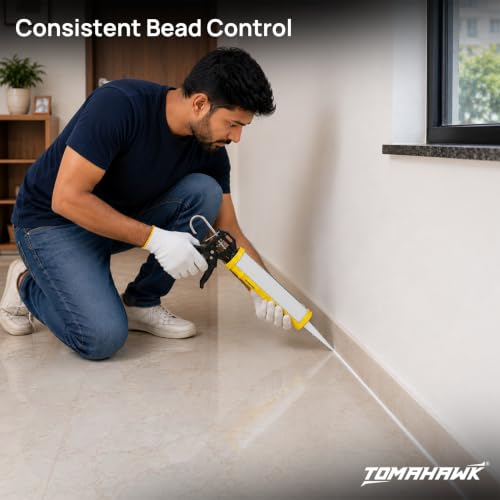 Image of TOMAHAWK TCG-42 Heavy Duty Caulking Gun | 18:1 Thrust Ratio | 2000N High Pushing Power | Ratchet Pushing Rod | Professional Sealant Applicator for Silicone, Adhesive & Construction Sealants