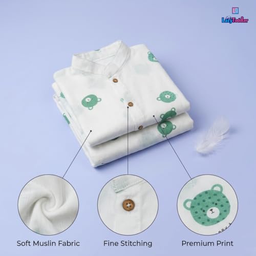 Image of 100% Cotton Muslin Pant Shirt Set | Ultra Soft Breathable Toddler Outfit | Summer Wear Kids Clothing | Skin Friendly Comfortable Fit | SIZE | PRINT