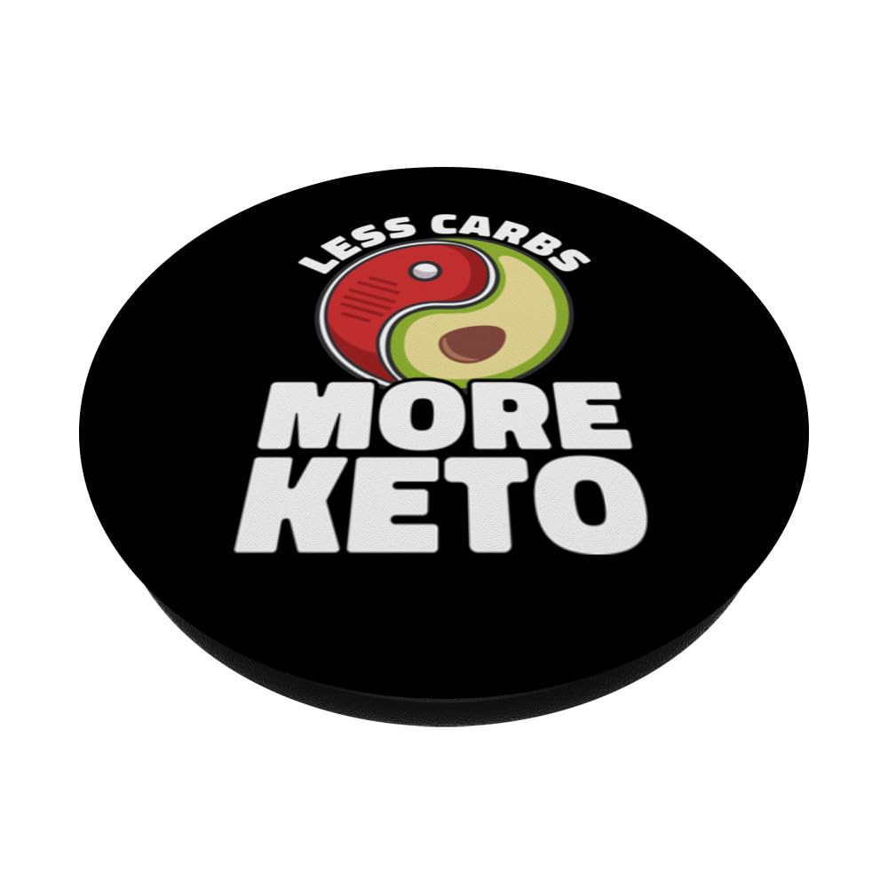 Less Carbs More Keto Avocado Keto Diet PopSockets Swappable PopGrip, Black - Image 2