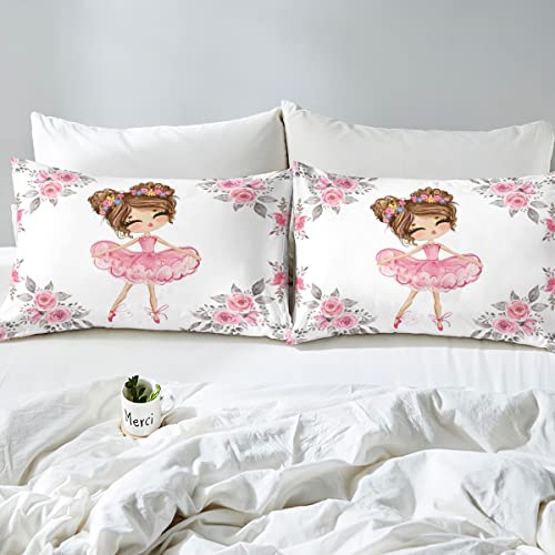 Ropa de cama de ballet de 135 x 200 cm con acabado textil Premium de rosas 5