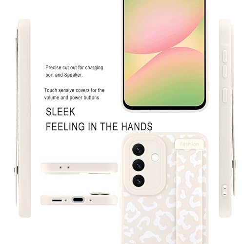 MOWIME Compatible with Samsung Galaxy A56 5G Case with Strap Wrist, Cheetah Print Shockproof Soft TPU Protective Cover for Women Girls, Slim Anti Scratch Case for Galaxy A56 5G 6.7 Inch, White by MOWIME - Image 4