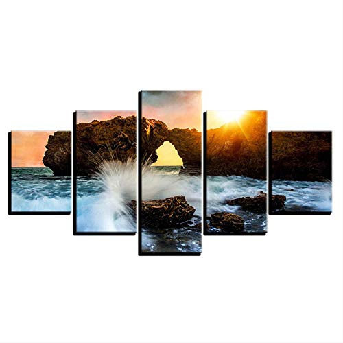 Tableau surf rock pour salon déco moderne dynamique en lot de 5 toiles - 2