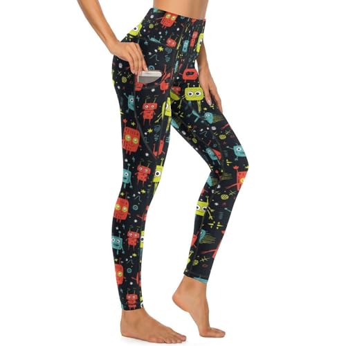 Legging imprimé robot coloré idéal pour vos séances de yoga et fitness