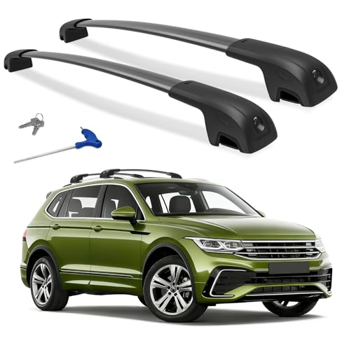 Soruci 300lbs Roof Rack Cross Bars Compatible with Volkswagen VW Tiguan 2018-2026 & Taos 2022-2026, Heavy Duty Aluminum Lockable Roof Rails Crossbars Rooftop Cargo Bars Luggage Racks Carrier
