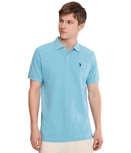 Image of U.S. POLO ASSN. Men Cotton Regular Fit Solid Polo With Small Pony | Two-Button Closure Pique Polo Shirt, Summer Fashion Golf Shirt
