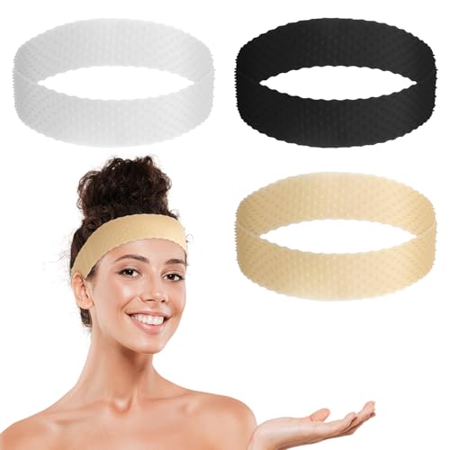 Image of 3PCS Silicone Wig Grip Band, Wig Band for Women Wigs Cap with Grip Bands for Keeping Wigs In Place Ideal for Hair Styling Hair Accessory for Women Girl Make Your Toupee Be Glueless(3 Colors)