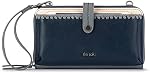 The Sak Iris Smartphone Crossbody Purse - Sac cellulaire pour femmes & Portefeuille pour tous les jours - Bracelet convertible avec fermeture éclair dans le bloc bleu poussiéreux/leather