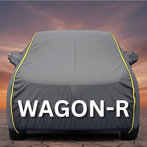 Image of Premium Grey Series 100% Waterproof Car Body Cover for Wagon R Cover (All Models) with Mirror Pockets | Triple Stitched, Elastic, Custom Fit, Heat Resistant, Anti-Dust, All-Weather Cover