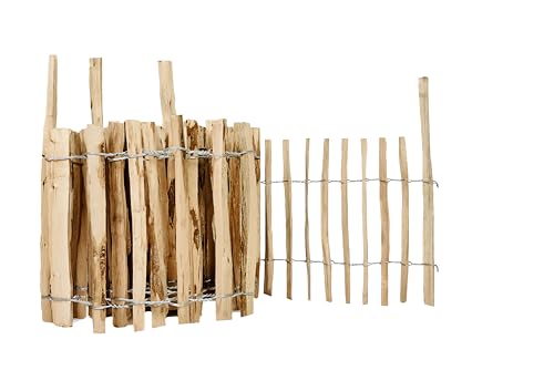WillowNest Steckzaun – Natürlicher Holzzaun, Gartenzaun Sichtschutz, Rustikaler WillowNest Steckzaun, Zaun für Garten & Terrasse – 60x500 cm, Abstand 3-5