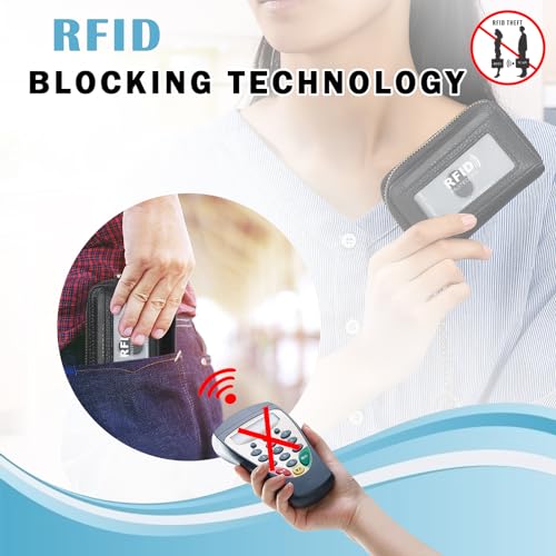 Image of imeetu Rfid Credit Card Holder,Genuine Leather Businese Card Case,Rfid Blocking Wallet for Women & Men