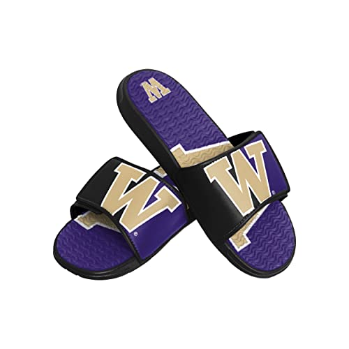 FOCO Washington Huskies NCAA Mens Colorblock Big Logo Gel Slides - XL