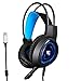Produktbild Mazu Homee PS4 Game-Headset, mit Mikrofon, 3,5 mm Klinke, 7.1 USB Lernen, um Geräusche zu reduzieren, glänzende Kopfhörer, geeignet für PC Laptop Tablet Mac Smartphones