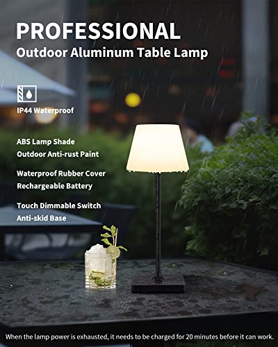 Visdanfo Outdoor Cordless Portable Table Lamp,5000Mah Rechargeable Battery Operated Dimming Led Desk Lamp,Ip44 Waterproof,Modern Night Light For Camping Restaurant Bedroom Bars Home Party(Black) #TOP1