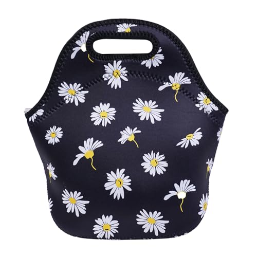 Insulated Neoprene Lunch Bag for Women,Men and Kids, Reusable Soft Lunch Tote for Work School (Sunflower)