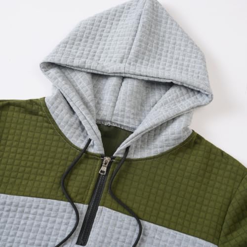 Sudadera con capucha corta de deporte para hombre ropa gym verde L 4