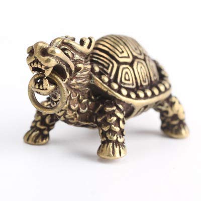 Tortue Dragon en laiton pur pendentif porte-clés Feng Shui bronze