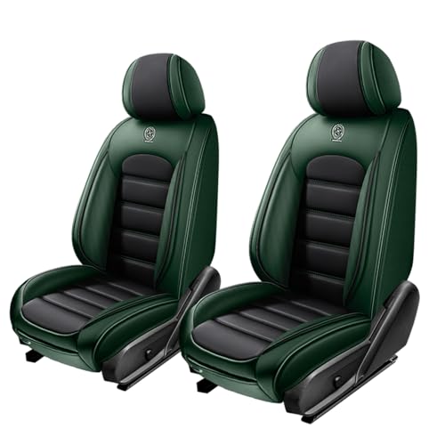 Image of 2 Seat Covers for Hyundai Santa Fe XL 2001-2024,Premium Nappa Leather Car Seat Covers Car Seat Cushions,Waterproof Soft Seat Covers for Cars,Interior Accessories with Airbag(Standard-Black&Green)