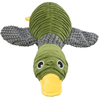 TRIXIE Enten-Plüschtier, kuscheliges Hundespielzeug aus weichem Plüsch für Haustiere - Robustes Hundspielzeug, 40 cm, mit Stimme - Ente als Kuscheltier für kleine & große Vierbeiner - 36097
