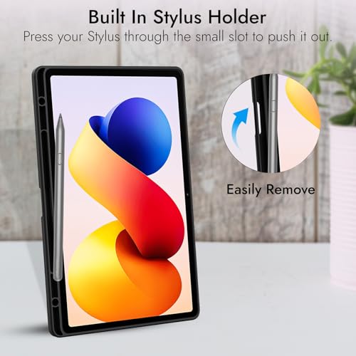 Image of Robustrion Cover for Redmi Pad 2 Pro 12.1 inch Cover Case with [Pencil Holder], Hybrid Cover Case for Redmi Pad 2 Pro Tablet Cover with Transparent Back [Auto Sleep Wake Support] - Black