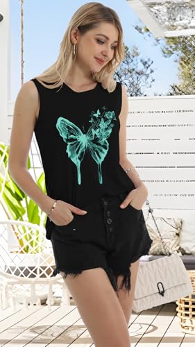 Image of Womens Tank Tops Summer Casual Sleeveless Top Loose Fit Basic Tunic Shirts