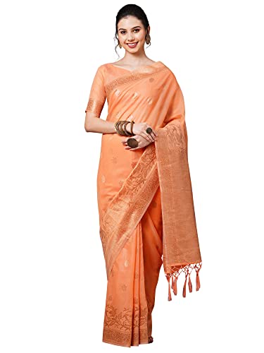 Image of AKHILAM Women's Cotton silk Woven Design Saree With Unstitched Blouse Piece(COTFLW09 Parent)