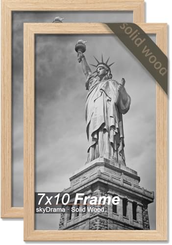 skyDrama Solid Wood 7x10 Picture Frame with Natural Wood Grain 2 Packs