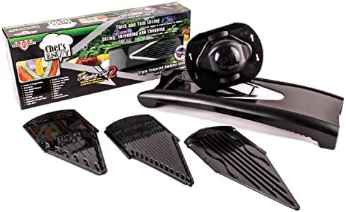 Euro-Gourmet Chef's Envy - Cortador en V de acero inoxidable profesional de cocina + recetas adicionales, rebanador grueso y fino de verduras y