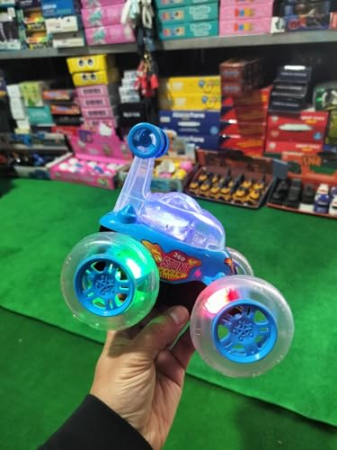 Image of 360 Rotating & Rolling Big Stunt Car Toy with USB Cable & Remote Controller with Demo Feature Rechargeable 5 Functions | Multicolor, Power Source: Lithium Battery in Car (Included)-New