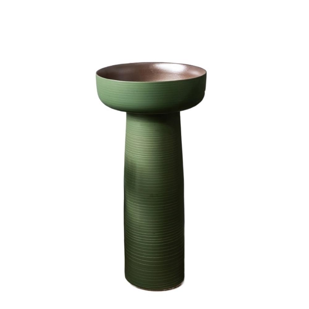 Fzl02068lm Green Free-Standing Ceramic Pedestal Sink With Faucet And Drain Kit Outdoor Floor-Standing Wash Basin Lavatory Column(Green)