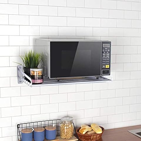 MaxxCloud Electric Oven Holders, Microwave Oven Rack Kitchen Shelf, Black Storage Racks Wall Shelf, Kitchen Organizer Aeronautical Aluminum, Weight Bearing 80 lb (19.6'' x 15.5'', Silver) Cover