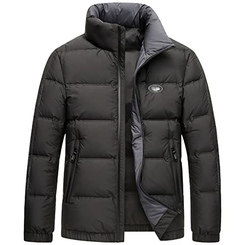 Men's Thickened Down Jacket Men's Winter Windproof Casual Warm Standing Collar Thick Jacket(2XL)