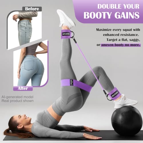 Image of KUTIZE Ankle Resistance Bands with Cuffs & Fabric Resistance Bands Set - Legs & Glutes Workout Equipment for Women & Men, Home Gym Heavy Exercise Bands for Hip, Yoga, Strength Training, Rehab, Pilates